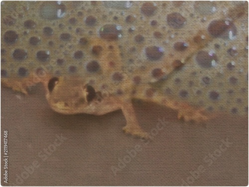 Lizard on a stone , abstract art 