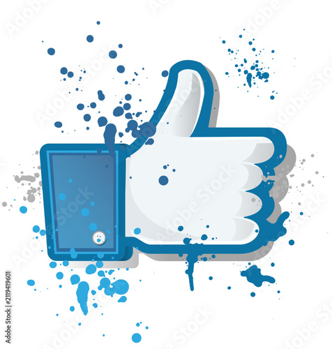 Modern Like Thumb Icon with Abstract Ink Splash Design