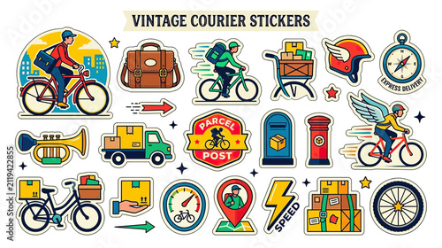 Canvas Print Vintage Courier Service Stickers Collection