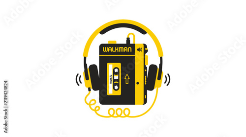 Retro Cassette Player with Headphones, Vintage Music Device