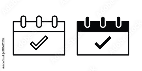 Foto Calendar check icon solid symbol collection