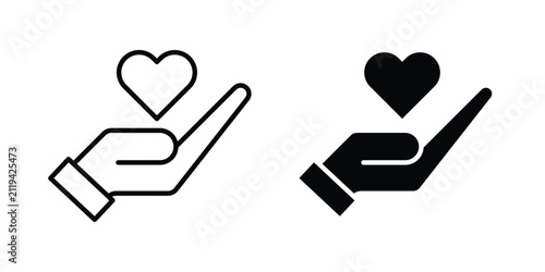 Hand holding heart icon solid symbol collection
