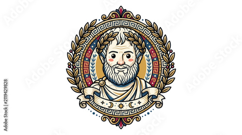 Cuadro en lienzo Ancient Greek Philosopher Portrait with Laurel Wreath