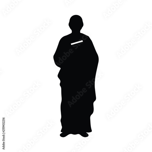 Obraz na plátně Minimalist silhouette of catholic priest standing isolated on white background as vector