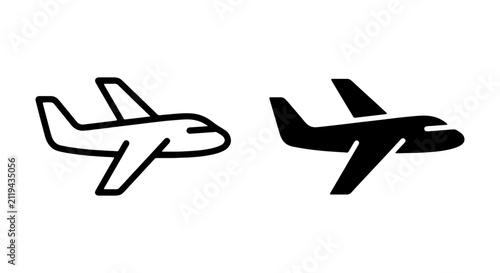 Airplane Icons, Jet Aircraft Vector Graphics, Aviation Symbols, Travel and Transport Icons