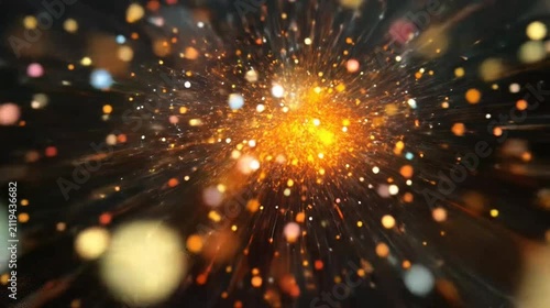 Abstract burst of colorful bokeh lights energetic celebration background