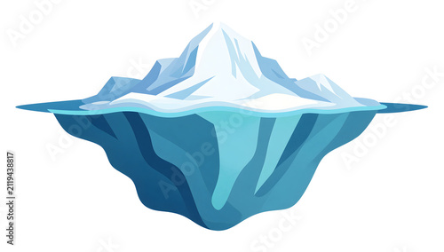 Stylized iceberg with snow tip and massive underwater root
