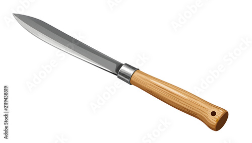 Traditional steel knife with wooden handle