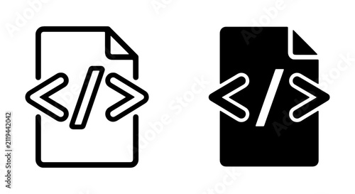 Принти на полотні Code Document Icons, Programming File Symbols, Digital Data Snippet Graphics, So