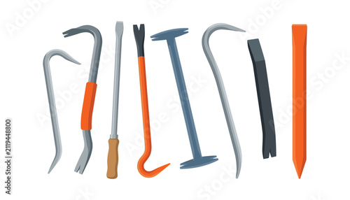 Obraz na plátně Various types of crowbars prying bars pry bars chisel and demolition tools set i