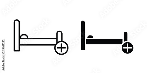Bild auf Leinwand Hospital bed icon line art pictograms collection. EPS10