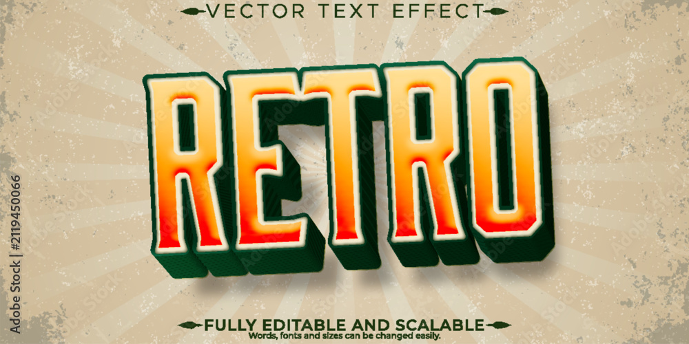 Obraz premium Retro sticker text effect, editable 70s and 80s text style