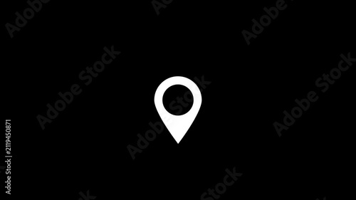 Minimalist map pin motion graphic animation on black background, looping location marker symbol for travel, navigation, destination, and geographical concept.Animation on a Stock Video