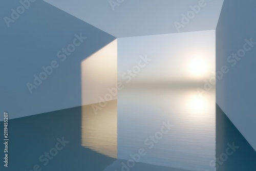 Minimal Geometric Corner with Warm Diffused Light

