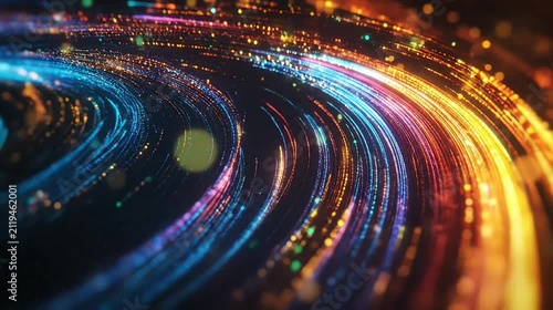 Abstract light trails and particles motion background
