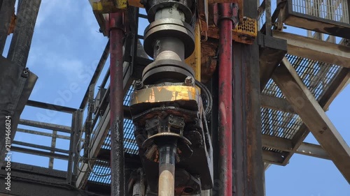 Upward View of Derrick, Top Drive System (TDS), Jack-Up Rig Mast Structure and Fingerboard Layout