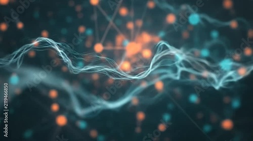 Abstract network of glowing orbs and lines