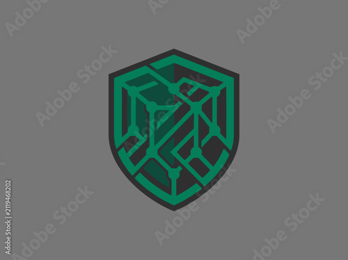 Abstract Tech Shield Digital Network Symbol Security Protection