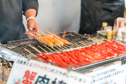 Crab skewers on the grill