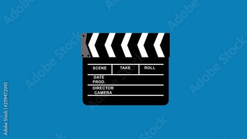 Film Clapperboard Icon Animation, Movie Slate Symbol, Video Production, Cinema Clapboard, Filmmaking Equipment, Director Action Board, Motion Graphic UI Element