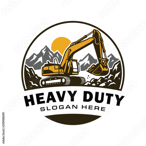 Illustration of Excavator Heavy Duty Vehicle Design Vector Illustration
