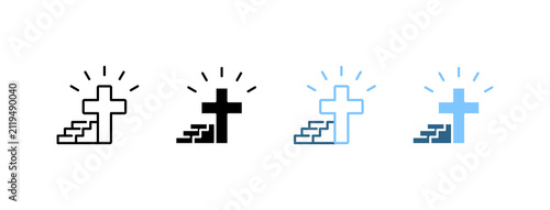 Cross Stairway Heaven icon set multi style