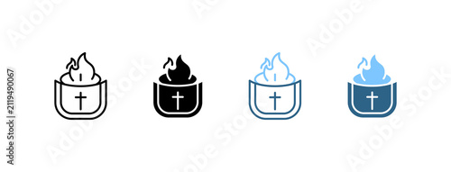Foto Burning Chalice Cross icon set multi style