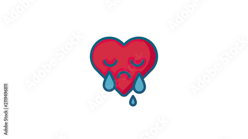 Принти на полотні Sad Heart Icon Crying Tears