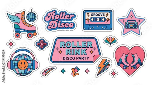 Konstfotografi Retro Roller Disco Party Sticker Pack
