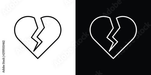 Fotografía Broken heart icon thin line symbol series. EPS10