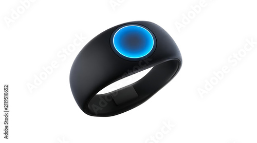 Black silicone ring with glowing blue center.