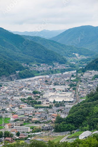 大久保峠の展望台から見る高梁の町並み