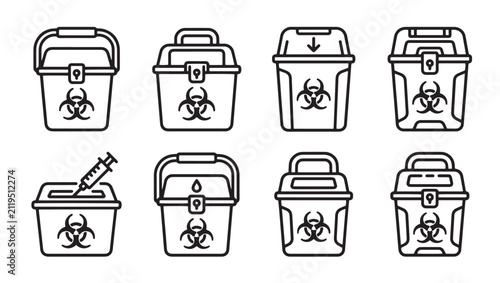 Biohazard medical waste containers and sharps disposal set with biohazard container disposal infectious hospital clinical laboratory biological contamination handling protection emergency