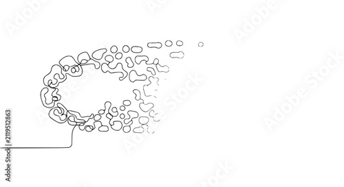 Foto Abstract organic shape dissolving into particles on white background, continuous