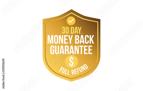 Thirty Day money back guarantee full refund golden badges vector design