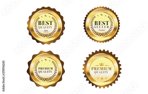 Set of luxury golden badges and labels Best Quality and premium product
