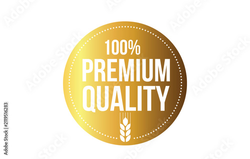 Gold 100 percent Premium quality with wheat icon stamp 