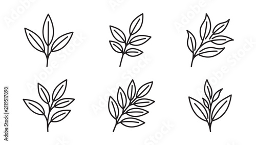 Minimalist botanical leaf collection line art vector icons with nature themed eco friendly botanical collection minimalist environment monochrome illustration decoration ornament stylized