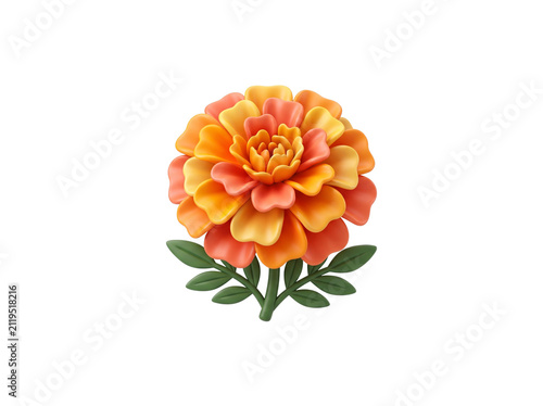 Marigold 3D icon illustration, isolated on white background
