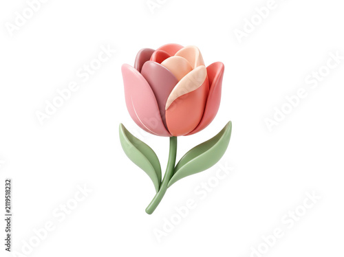 Tulip 3D icon illustration, isolated on white background