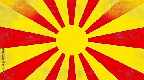 Vibrant yellow and red sunburst pattern abstract graphical background illustration