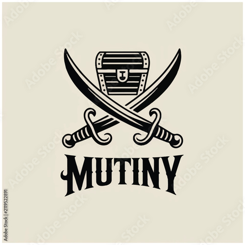 Принти на полотні Pirate swords and treasure chest symbol.