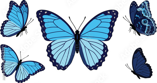 Fotografie Vibrant blue morpho butterfly vector illustration kit featuring realistic wing p