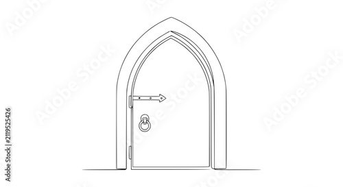 Gothic Arch Doorway Entrance Outline Drawing