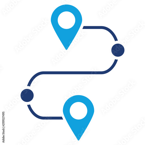 Journey Flat Blue Icon Vector Illustration