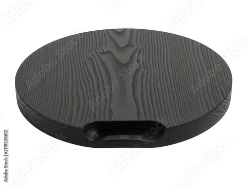 Black round wooden display stand for product photography isolated on transparent background