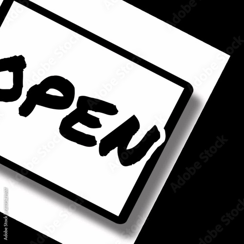 Black and White Hand Drawn Brush OPEN Sign Motion Animation