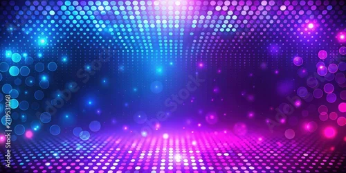 Fototapeta na wymiar Purple and Blue Abstract Round Dot Background with Glowing Dots