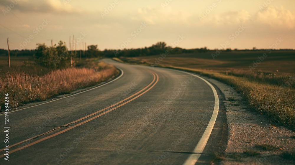 Fototapeta premium Country road dusk cinematic vintage look