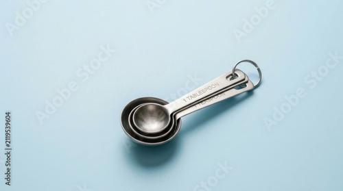 High Angle View of Metal Measuring Spoons Used for Cooking and Baking Preparation